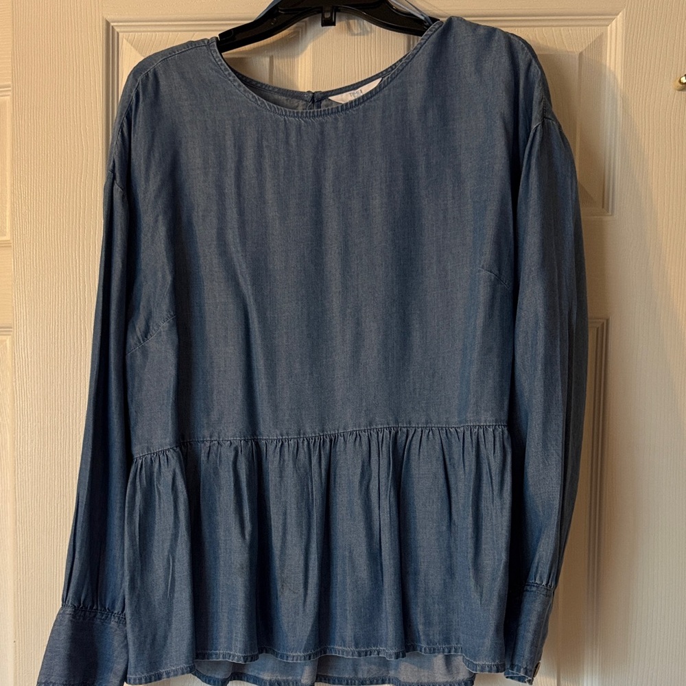 Time and Tru Blue Peplum Blouse